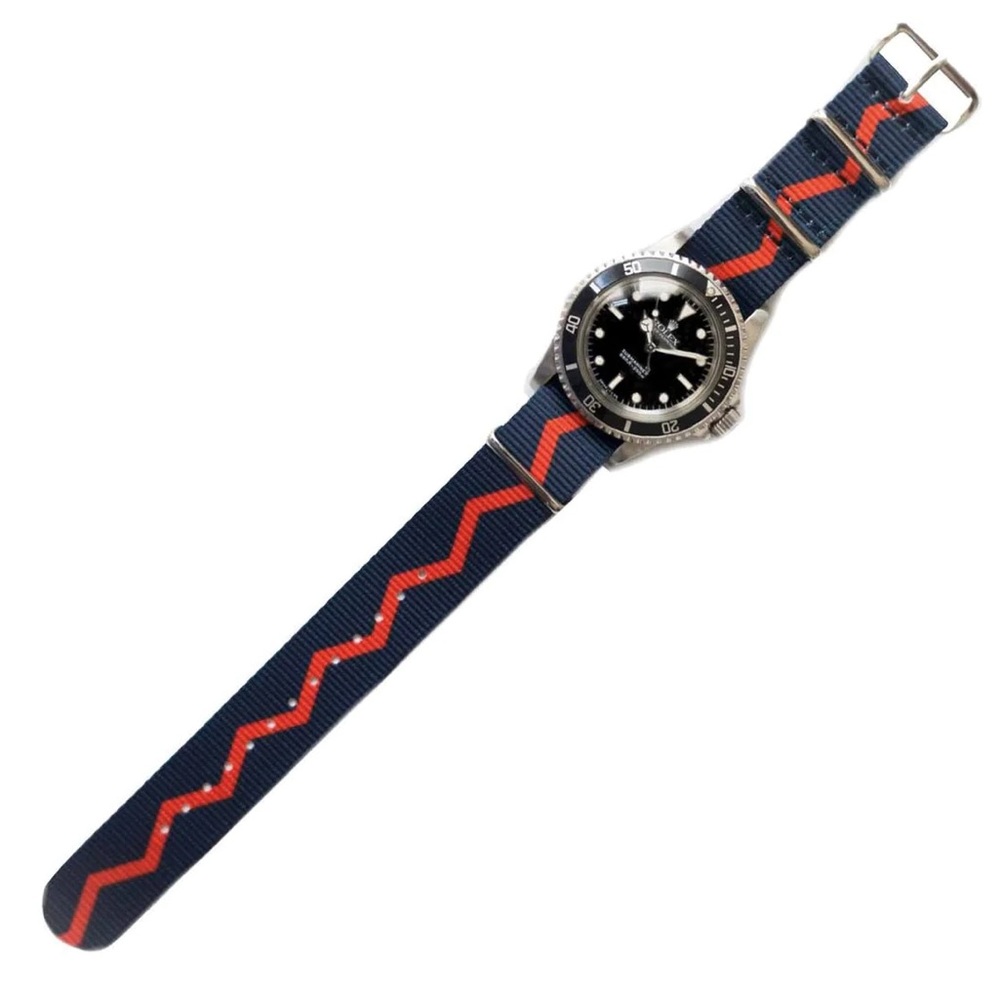 Rowing Blazers Watch Strap - Navy/Red Zig Zag